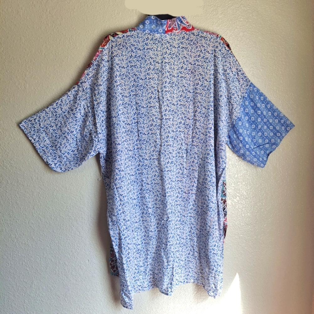 GAP Boho Festival Bandana Patchwork Kimono Cardigan Duster  Small Medium Robe - Picture 6 of 10